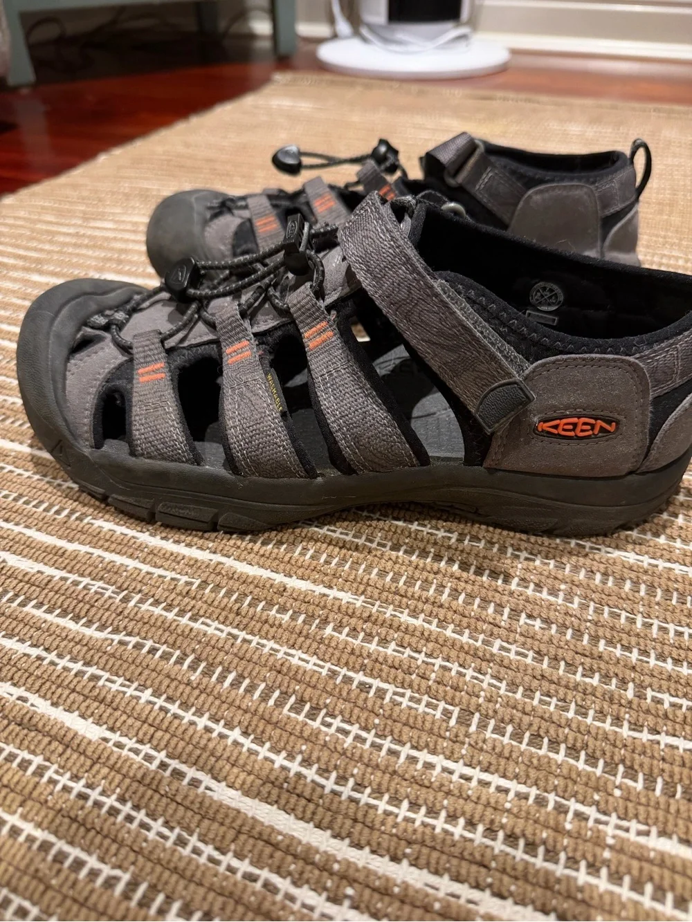 Keen Men's Gray Sandals with Orange Accents